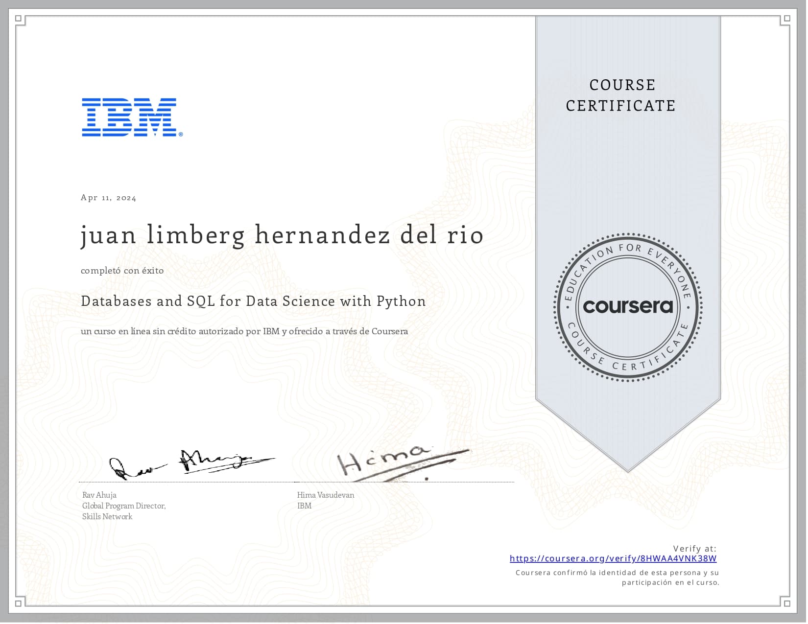 Databases and SQL for Data Science with Python